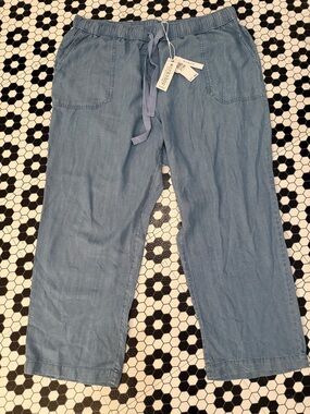 Workshop Tencel size XXL Light Blue Drawstring Chambray Pants